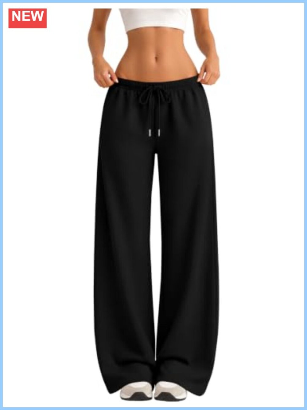 Wide Leg Fleece Sweatpants Cotton Polyester Drawstring Joggers